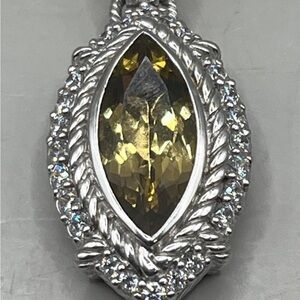 Judith Ripken 925 Sterling & Champagne Quartz Marquis Enhancer Pendant